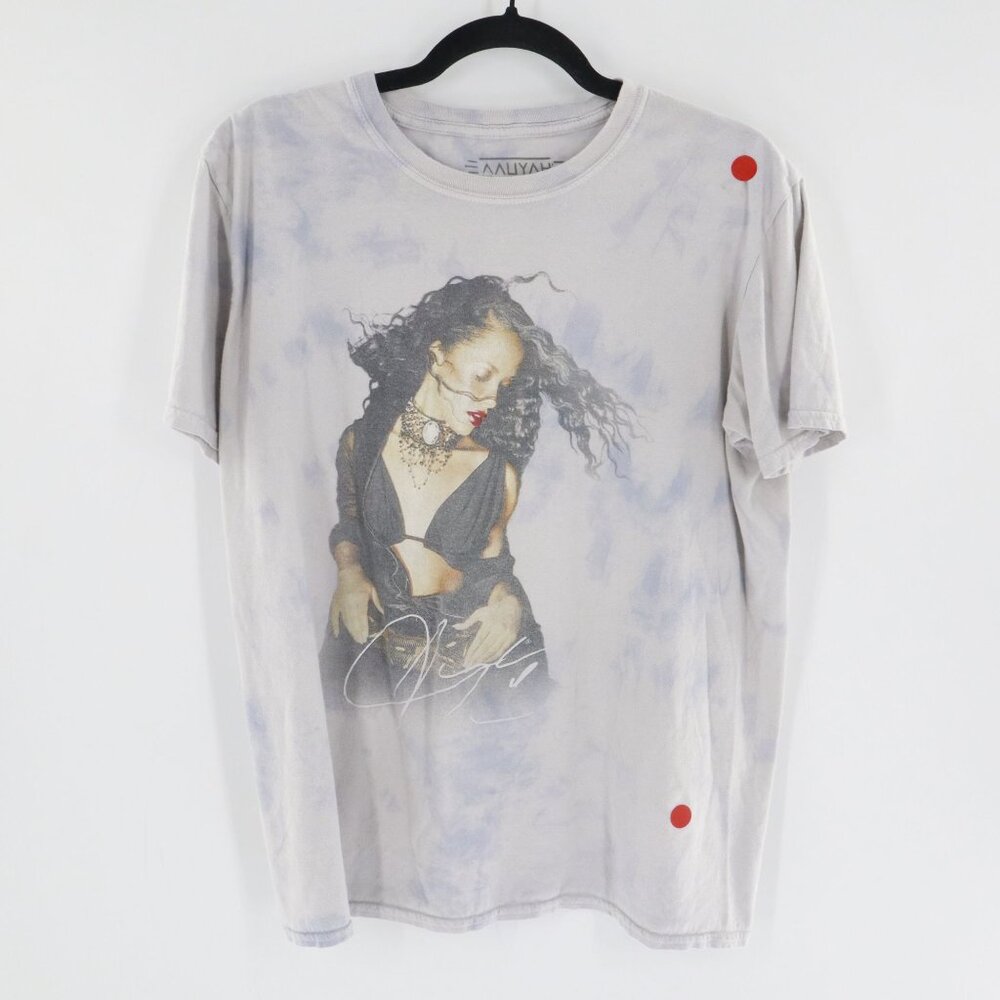 Aaliyah Tie Dye Graphic Tee Unisex XL Gray 90's Nostalgia Retro Music Streetwear - Picture 5 of 14